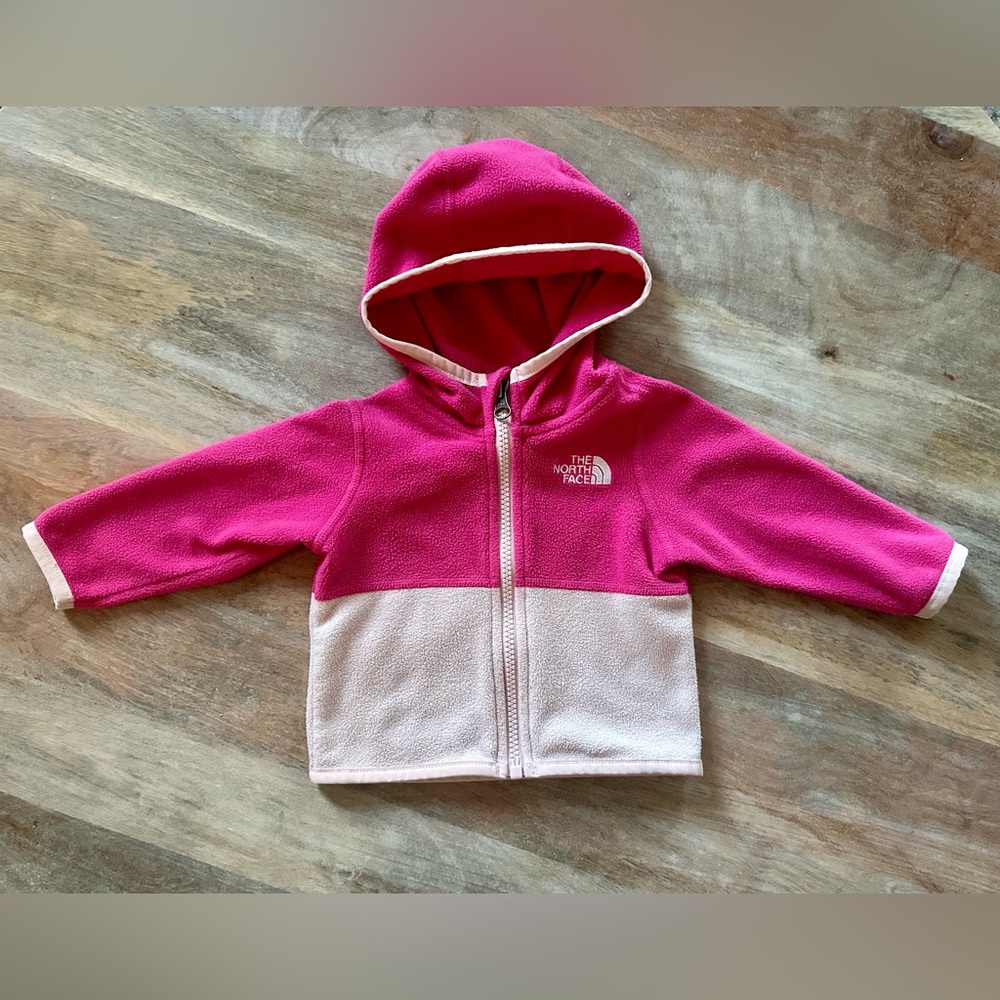 The North Face Baby Zip Up Pink Fleece Hoodie Sz 3-6m